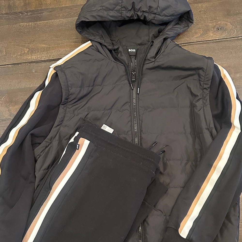 Hugo Boss Men's Black Hooded Jacket and Pants Set